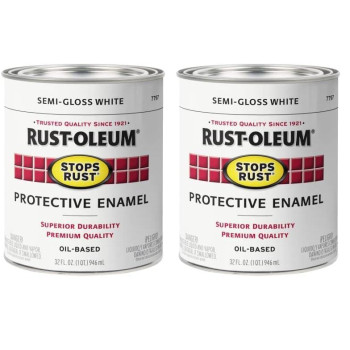 Rustoleum 7797502 Stops Rust Brush On Paint Quart Semigloss White 1 Quarts Pack Of 2