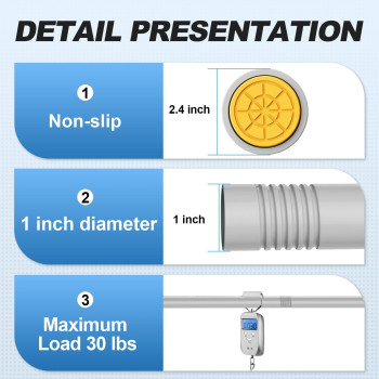 Corklatta Silver Shower Curtain Rod 31 To 68 Inch 1 Inch Diameter Adjustable Spring Tension Stainless Steel Telescoping Rod Easy