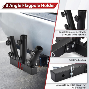 Gadfish Trailer Hitch Flagpole Mount Two Mounting Options Us Flag Hitch Mount Universal Flag Hitch Mount For All 2 Receiver