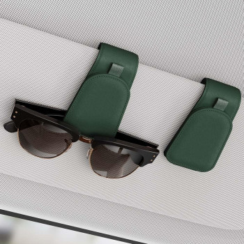 Sotfamily Sunglass Holder For Car Suede Cloth Magnetic Sunglasses Clip For Car Visor Glasses Holder Clip For Car 2 Packs Gra