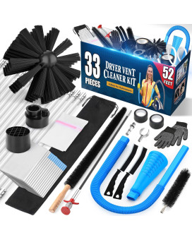 Sealegend 33Piece Dryer Vent Cleaner Kit Omnidirectional Include 52Feet Dryer Vent Brush Blue Dryer Vacuum Attachment Lint Brus