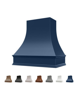 Riley Higgs Curved Front Navy Blue Range Hood Cover With Decorative Molding Wall Mounted Wood Range Hood Covers Plywood And