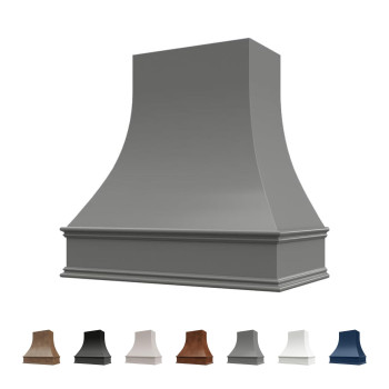 Riley Higgs Curved Front Grey Range Hood Cover With Decorative Molding Wall Mounted Wood Range Hood Covers Plywood And Mapl