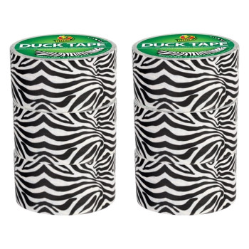 Duck Brand Zigzag Zebra Printed Duct Tape Blackwhite 188Inch By 10 Yards Case Of 6 Rolls 1398132