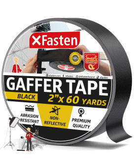 Xfasten Black Gaffers Tape 2 Inch X 60 Yards 180 Feet Residuefree Matte Black Gaffer Tape 2 Inch Nonreflective Easytotear