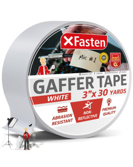 Xfasten White Gaffers Tape 3 Inch X 30 Yards Multipurpose No Residue Gaffing Tape White Gaff Tape Nonreflective Matte Finish