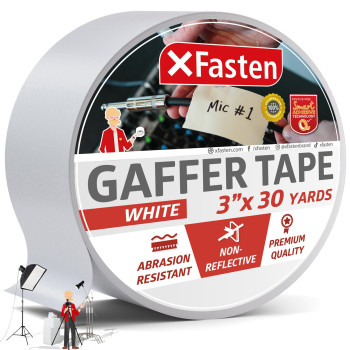 Xfasten White Gaffers Tape 3 Inch X 30 Yards Multipurpose No Residue Gaffing Tape White Gaff Tape Nonreflective Matte Finish