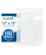 Spartan Industrial 12 X 15 100 Count Crystal Clear Resealable Cello Poly Bags For Packaging Clothing T Shirts Self