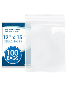 Spartan Industrial 12 X 15 100 Count Crystal Clear Resealable Cello Poly Bags For Packaging Clothing T Shirts Self