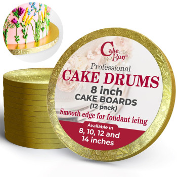 Cake Boards By Cakebon Sturdy 12 Inch Cake Drums 8 Inch Gold Cake Board Professional Smooth Straight Edges 12Pack 8 Inch