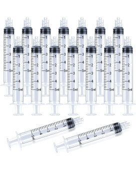 5Ml Luer Lock Syringe 20Pack Plastic 5Ml Syringes With Luer Lock Tip Individually Sterile Sealed No Needle