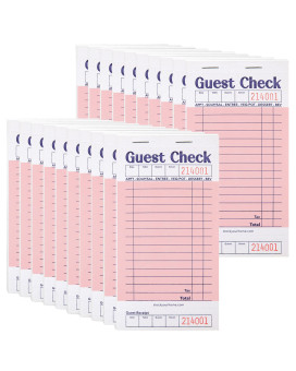 Stock Your Home Pink Guest Check Books For Servers 20 Pack Server Note Pads Waiter Checkbook Food Receipt Book Restaurant O