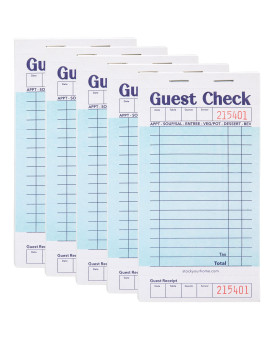 Stock Your Home Blue Guest Check Books For Servers 5 Pack Server Note Pads Waiter Checkbook Food Receipt Book Restaurant Or