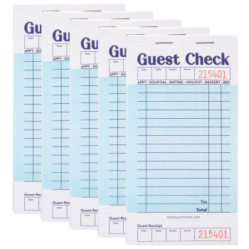 Stock Your Home Blue Guest Check Books For Servers 5 Pack Server Note Pads Waiter Checkbook Food Receipt Book Restaurant Or