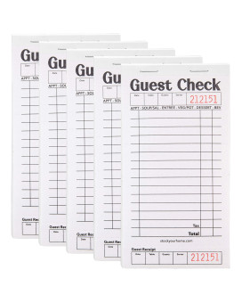 Stock Your Home Blackwhite Guest Check Books For Servers 5 Pack Server Note Pads Waiter Checkbook Food Receipt Book Restau