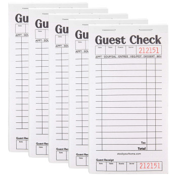 Stock Your Home Blackwhite Guest Check Books For Servers 5 Pack Server Note Pads Waiter Checkbook Food Receipt Book Restau