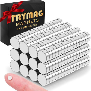 Trymag Magnets 180Pcs Small Strong Neodymium Magnets Tiny Rare Earth Magnets Round Fridge Magnets For Whiteboard Office Diy