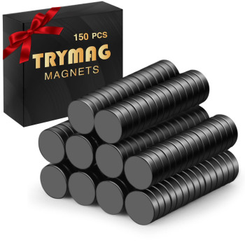 Trymag Miniature Magnets 150 Pcs Tiny Magnets Small Black Round Neodymium Disc Magnets Mini Rare Earth Magnets For Fridge Craft