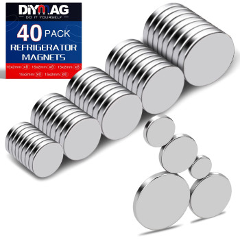 Diymag Small Magnets 40 Pack Tiny Rare Earth Magnets 5 Different Size Neodymium Magnets For Refrigerator Diy Building Craft