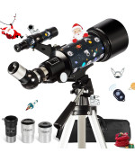 Telescope For Kids Adults Astronomy Beginners Over 8 Years Old 70Mm Aperture Astronomical Refractor Telescopes With Phone Adapt