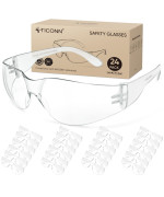 Ticonn 24 Clear Safety Glasses For Men Safety Goggles With Scratch Impact Resistant Meets Ansi Z871 Standard 24 Pack