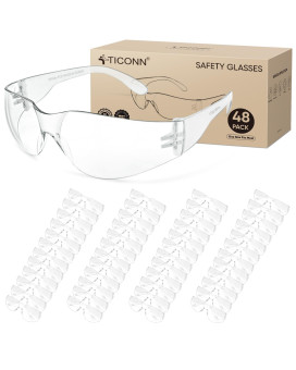 Ticonn 48 Clear Safety Glasses For Men Safety Goggles With Scratch Impact Resistant Meets Ansi Z871 Standard 48 Pack