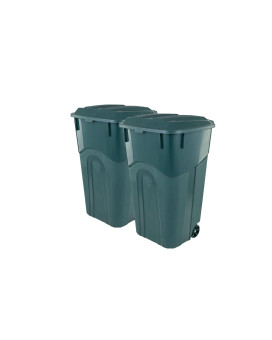 Ecosolution 32 Gallon Wheeled Outdoor Garbage Can With Attached Snap Lock Lid And Heavyduty Handles Eco Green Heavyduty Cons