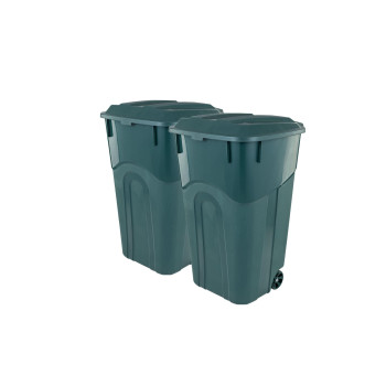 Ecosolution 32 Gallon Wheeled Outdoor Garbage Can With Attached Snap Lock Lid And Heavyduty Handles Eco Green Heavyduty Cons