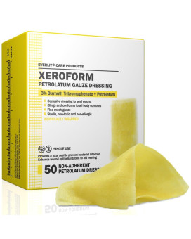 Everlit Xeroform Petrolatum Dressing Sterile Nonadherent Occlusive Fine Mesh Gauze Pad Nontoxic Gentle Patch For Burns