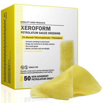 Everlit Xeroform Petrolatum Dressing Sterile Nonadherent Occlusive Fine Mesh Gauze Pad Nontoxic Gentle Patch For Burns