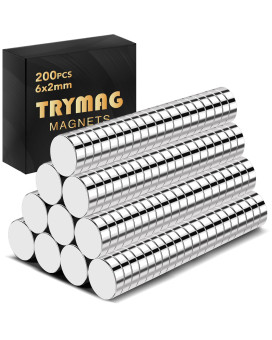 Trymag 200 Pcs Small Neodymium Magnets Rare Earth Magnets For Whiteboard Small Round Disc Magnets For Fridge Crafts Diy Sci