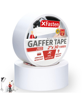 Xfasten White Gaffers Tape 2 Inch X 30 Yards 2Pack 180Ft Residuefree White Gaffer Tape 2 Inch Nonreflective Matte White Gaf