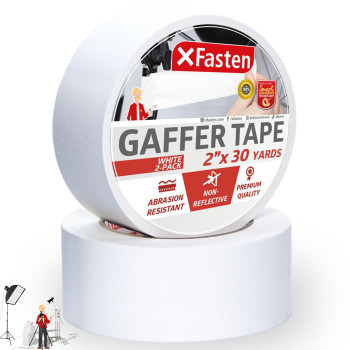 Xfasten White Gaffers Tape 2 Inch X 30 Yards 2Pack 180Ft Residuefree White Gaffer Tape 2 Inch Nonreflective Matte White Gaf