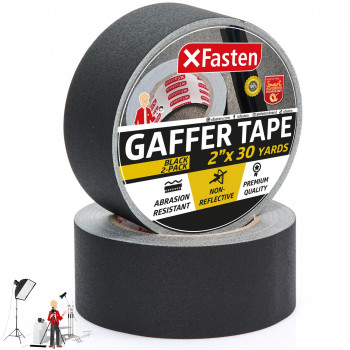 Xfasten Black Gaffers Tape 2 Inch X 30 Yards 2Pack 180Ft Residuefree Matte Black Gaffer Tape 2 Inch Nonreflective Easyto