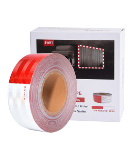 Swrt Dotc2 Reflective Tape 2 Inch X 30 Feet Red White Reflective Tape Outdoor Waterproof Conspicuity Strong Adhesive Reflector