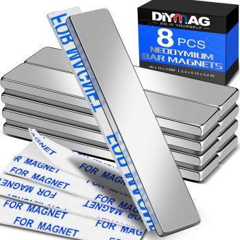 Diymag Strong Bar Magnets Rare Earth Neodymium Magnets With Adhesive Backing Powerful Pull Force Perfect For Fridge Garage