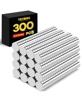 Trymag Small Magnets 300Pcs 8X2Mm Small Round Rare Earth Magnets Tiny Strong Neodymium Disc Magnets For Whiteboard Fridge Of