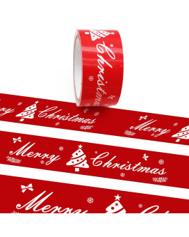 Hubaow Christmas Decoration Flagging Tape 2Inch X 164Ft Red Merry Christmas Decoration Marking Tape None Adhesive Flagging Tap