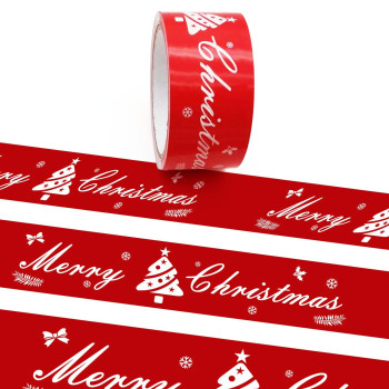 Hubaow Christmas Decoration Flagging Tape 2Inch X 164Ft Red Merry Christmas Decoration Marking Tape None Adhesive Flagging Tap