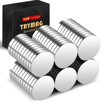 Trymag Small Magnets 60Pcs 12X2Mm Neodymium Magnets Tiny Strong Small Round Magnets Circle Rare Earth Magnets For Refrigerator