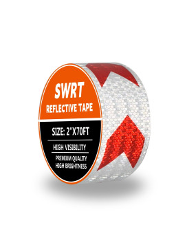 Swrt 2 X 70 Ft Dotc2 Reflective Tape Red White Reflective Tape Outdoor Waterproof Heavy Duty Strong Adhesive Hazard Caution