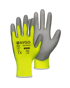 Safety Work Gloves For Men And Women Pu Coated 60 Pairs Seamless Knit Glove With Thin Polyurethane Coated Smooth Grip On Palmf