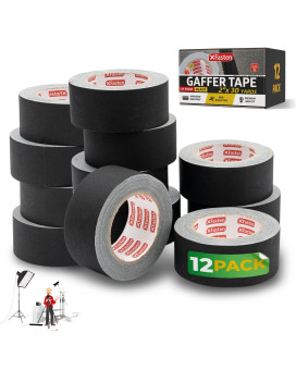 Xfasten Black Gaffers Tape 2 Inch X 30 Yards 12Pack 1080Ft Residuefree Matte Black Gaffer Tape 2 Inch Nonreflective Easyt