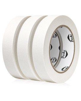 Doay 3 Pack White Painters Tape Masking Tape 1 Inch Wide Multisurface Smart Adhesion Indoor Outdoor Use Paint Tape Fo