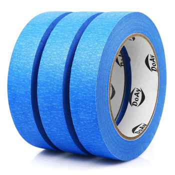 Doay 3 Pack Blue Painters Tape Masking Tape 1 Inch Wide Multisurface Smart Adhesion Indoor Outdoor Use Paint Tape For