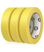 Doay 3 Pack Yellow Painters Tape Masking Tape 1 Inch Wide Multisurface Smart Adhesion Indoor Outdoor Use Paint Tape F