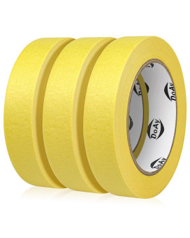 Doay 3 Pack Yellow Painters Tape Masking Tape 1 Inch Wide Multisurface Smart Adhesion Indoor Outdoor Use Paint Tape F