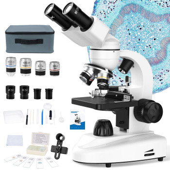 Maxlapter Binocular Microscope 40X1000X Magnification Microscope For Adults And Kids Compound Microscope With Mechanical Stag