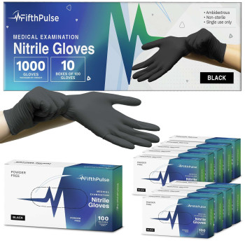 Medical Exam Black Nitrile Gloves X Small 1000 Count 3 Mil Powder And Latex Free Disposable Gloves Case Of 10 Boxes Of 100 M