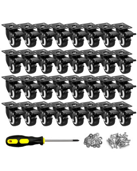 2 Caster Wheels Set Of 32 Heavy Duty Casters With Brake No Noise Locking Casters With Polyurethane Pu Wheels Swivel Plate